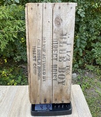 Vintage Shipping Crate Blue Boy 1 1/2 Ton Hoist Wooden Box Chisholm Moore Hoist