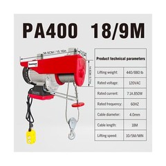 Electric Hoist 2 in 1,880lbs Electric Hoist Winch with 98ft Wireless Control&…