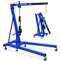 2 Ton Folding Hydraulic Engine Hoist, 4400LB Cherry Picker Shop Crane,6 Casters