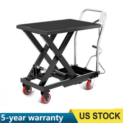 500 lbs Hydraulic Lift Table Cart Single Scissor 28.5″ Lifting Height w/4 Wheels