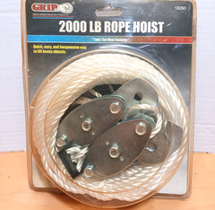 2000 lb Rope Hoist – GRIP 18090 – 65′ Length – 2.5″ Pulleys – NEW in Package