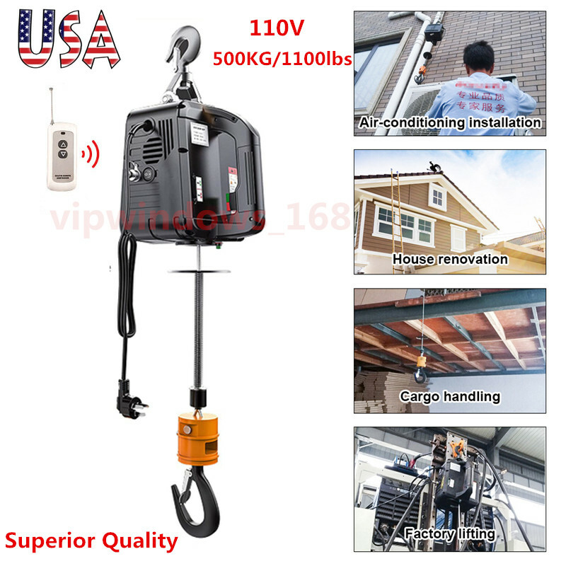 Electric Hoist Winch Portable Electric Winch 1100lbs 500KG Wire Remote Control