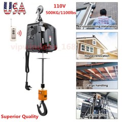 Electric Hoist Winch Portable Electric Winch 1100lbs 500KG Wire Remote Control