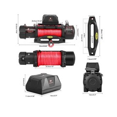 13000lb Electric Winch, Synthetic Rope, Battery Disconnect Switch, Low Profil…