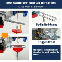 2-in-1 Electric Hoist 1760Lbs 110V with Wireless and Wired Remote Control
