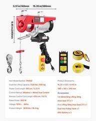 Electric Hoist, 1320 lbs 120V Electric Winch with 328 ft Wireless & 14 ft Wir…