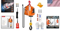 1100lb Electric Hoist Winch 1500W 120V Crane 25ft Lift Remote Safety