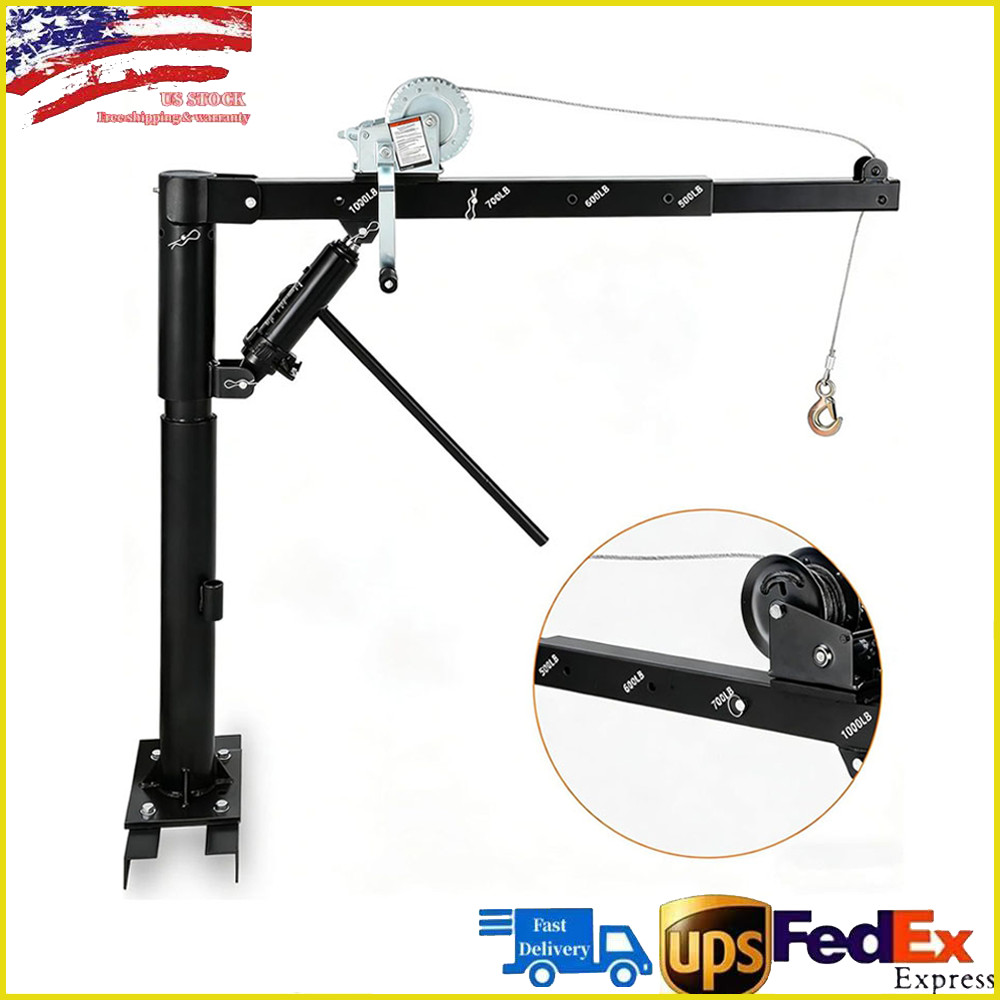1000lbs Truck Crane Hoist Hitch Crane Jib Mount Pickup Steel for Lifting Goods