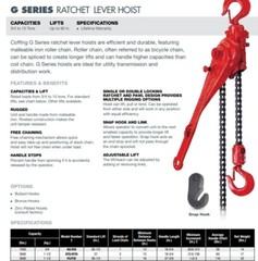 NEW COFFING #ATGI SERIES RATCHET LEVER HOIST – 1 1/2 TON CAPACITY – DOUBLE PAWL