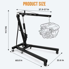 2T/4400 Lbs Engine Hoist Lift ,Folding Hydraulic Cherry Picker Shop Crane Hoist