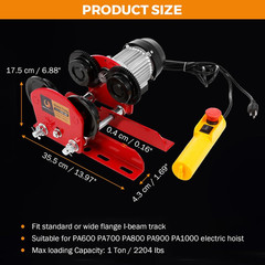 1 Ton Electric Trolley for Power Hoists, Fits 2.68-4.33 in I-Beam