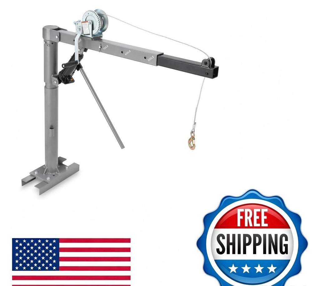 1000 Lbs Hydraulic Pickup Truck Crane Hoist – Heavy Duty Folding Jib Crane with