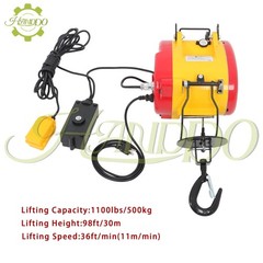 2-in-1 Portable Electric Hoist Winch 1100LBS Wired / Wireless Remote Control