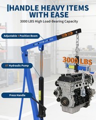 1.5 Ton Hydraulic Engine Hoist ,Portable Cherry Picker Shop Crane Lift 3000 LBS