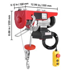 Electric Hoist Crane: 440lb Capacity, 328ft Wireless & 14ft Wired Remote