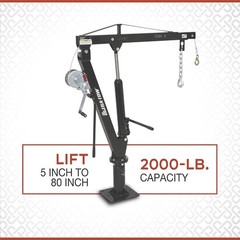 Hydraulic Pickup Truck Crane with Hand Winch – 2000-Lb. Capacity
