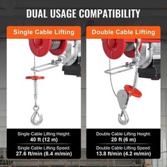 Electric Hoist Crane Winch 1320 lbs 328 ft Wireless & 14 ft Wired Remote