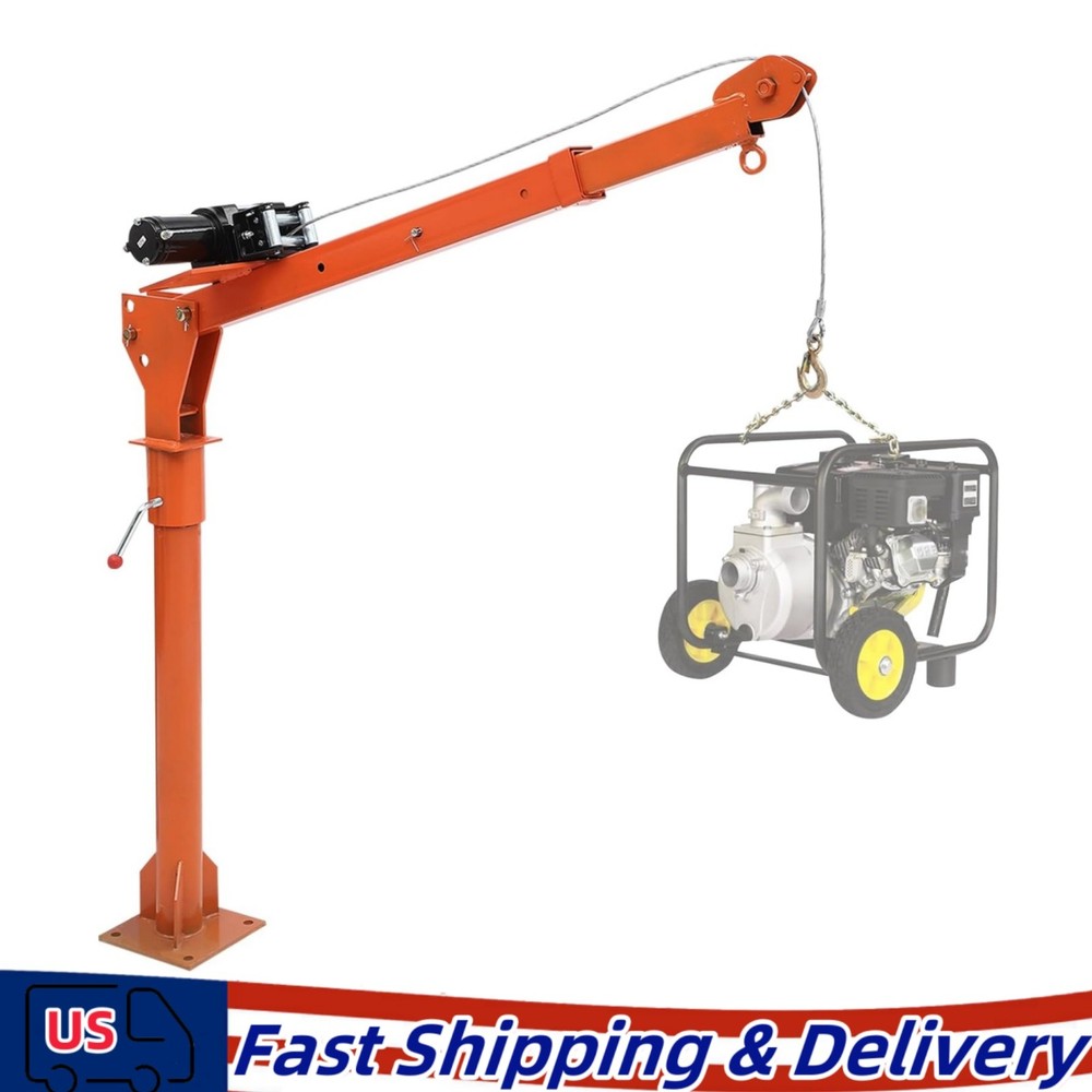 1100 Lbs Truck Hoist Crane Folding Truck Mounted W/Electric Winch 3500Lbs Pickup