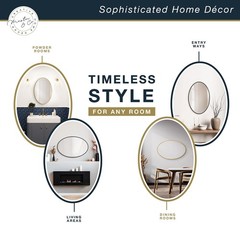 MCS Master & Co. Modern Metal Large Wall Mirror, Minimalist Home Decor Oval M…