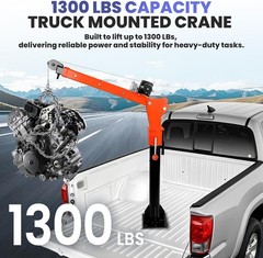 1300Lbs Electric Pickup Truck Crane Truck-Mounted Bed Crane Hoist w/2000lb Winch