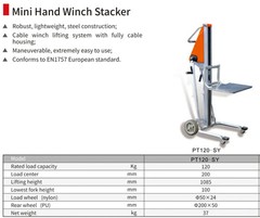 Hand Crank Stacker Mini Carrier Lightweight Portable Lifting Workstation Trucks