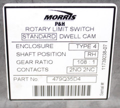 ⭐NEW⭐ P&H MORRIS 479Q35D4 GEARED ROTARY CRANE LIMIT SWITCH 108:1 2-NO 2-N.C