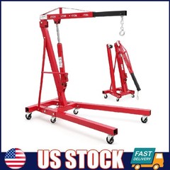 2 Ton Folding Engine Hoist ,Hydraulic Cherry Picker Shop Crane with 6 Casters