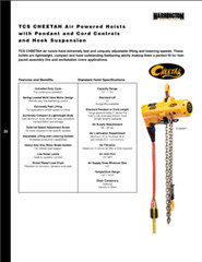 HARRINGTON TCS CORD CONTROLLED AIR HOIST, 500 LB CAPACITY, 10 FT LIFT