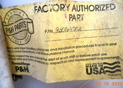1/4-inch x 72-foot 2-Ton Crane Hoist Wire Rope Assy, pn 9308H90F2