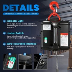Electric Hoist Winch 3 In 1 1100LB Wireless Remote 110V