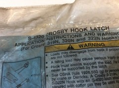Crosby Latch Kit S-4320 for 319N 320N + Hook 5/16 Pin
