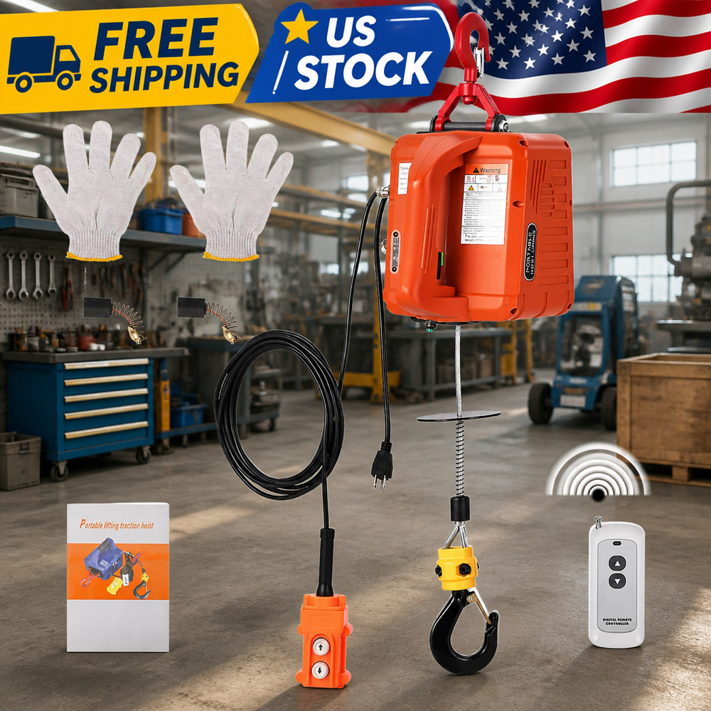 3-in-1 Electric Winch 1100 lbs Capacity, 1500W 120V Power, 25ft Lift Hoist