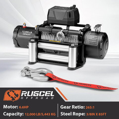 12000lb 12V Truck Waterproof Steel Rope Electric Winch with Roller Fairlead