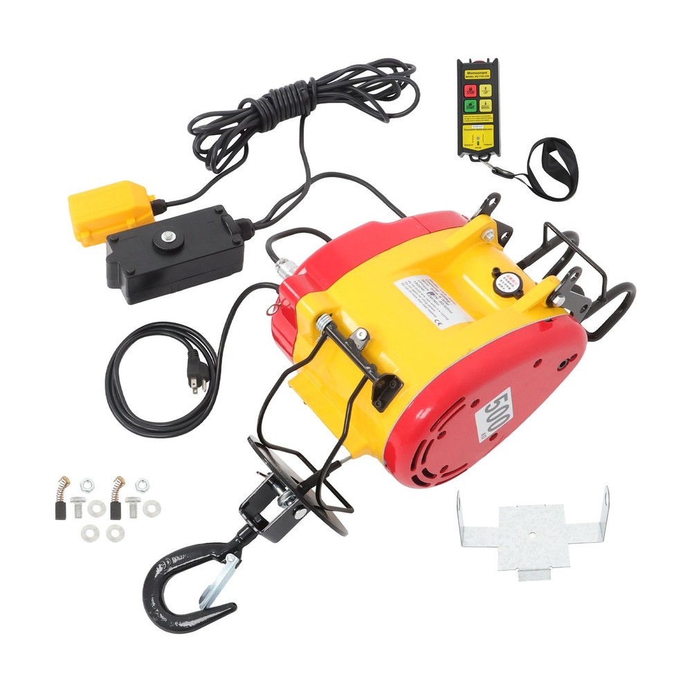 1100 LBS 2-in-1 Portable Electric Hoist Winch Wired & Wireless Remote Control
