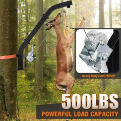 Heavy-Duty Carbon Steel Deer Hoist – 23FT Cable and Ratchet Strap for Stability