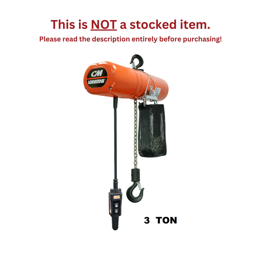 CMCO LODESTAR ELECTRIC CHAIN HOIST – 3 TON CAPACITY, SINGLE SPEED 5 FPM