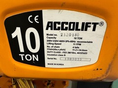 ACCOLIFT 10 Ton Electric Chain Hoist 20 Feet of Lift Free Freight