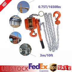 3/4 Ton Manual Chain Hoist Ratchet Type Come Along Puller 2 Hooks 10 FT Lift