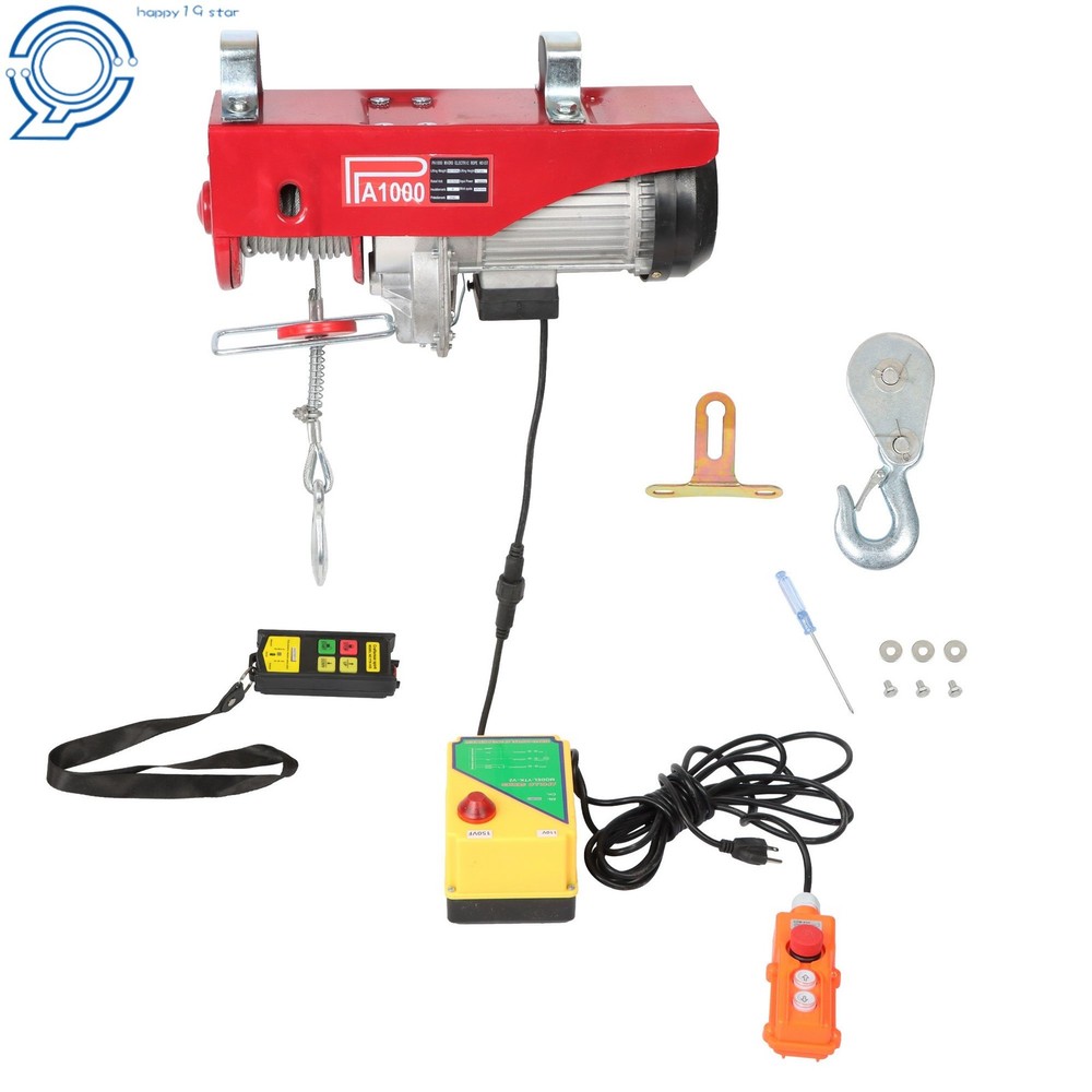 Electric Hoist 1600W 110V 2200lbs 328ft Wireless & 14ft Wired Remote Control