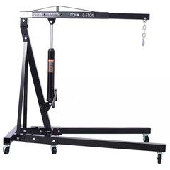 Black 2-Ton Folding Engine Hoist Cherry Picker Shop Crane Hoist Lift, Heavy-Duty