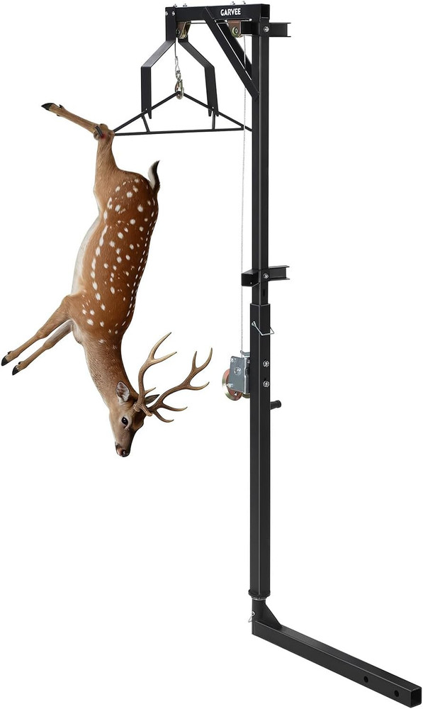 500LBS Heavy-Duty Deer Hoist Kit with Winch & Gambrel, Hitch Game Hoist with Lif