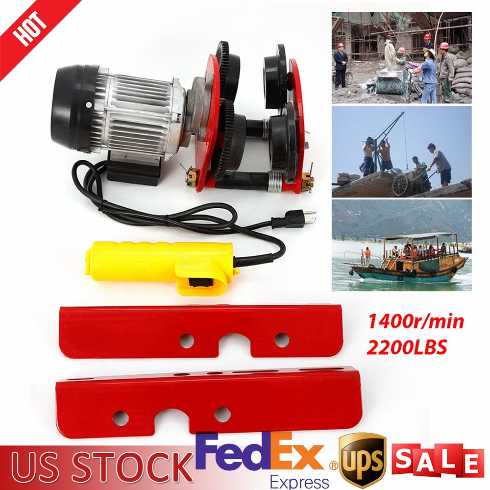 Electric Hoist 1 Ton Capacity 110V 200W with Remote Control for Garage Shop