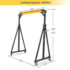 Portable Adjustable Steel Gantry Crane 97″ to 141″ Shop Lift 2200/4400lb Load