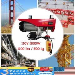 2200LB Electric Wire Cable Hoist Winch Crane Lift Overhead Remote Control PA1000