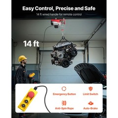 Uimoso Electric Hoist 1760lbs Lift with Wired Remote Control, 1450W, 110V