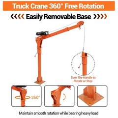 1100 lbs Pickup Truck Hoist Crane w/Electric Winch Folding Truck Mounted Crane