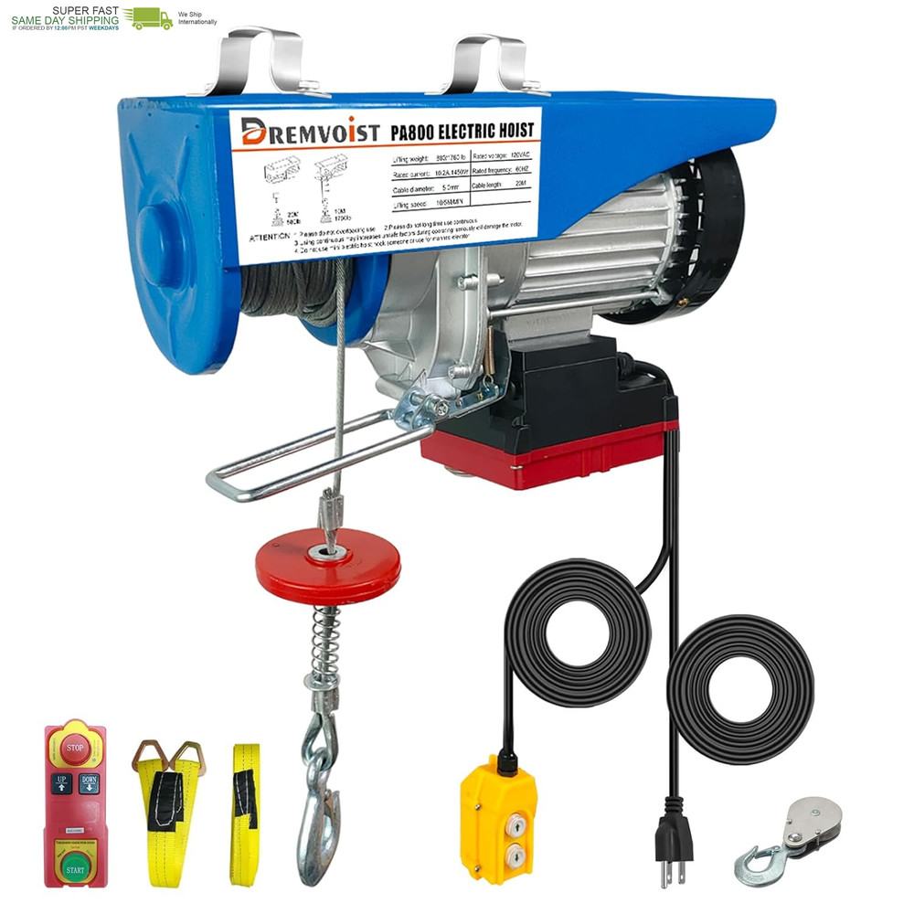 Electric Hoist with Remote Control,1760Lbs Electric Hoist 110 Volt,Electric Hois