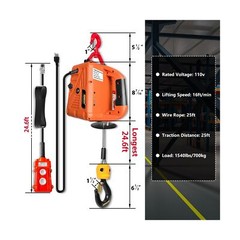 Power Electric Portable Hoist Winch 1500LBS, 3 in 1 Electric Cable Hoist 110V…