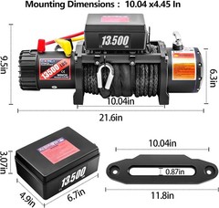CXRCY 12V Electric Winch 13500LBS Synthetic Rope Wireless