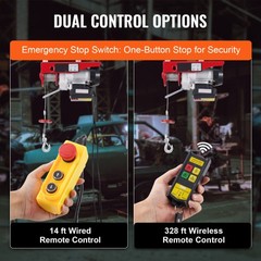 Electric Hoist Crane: 440lb Capacity, 328ft Wireless & 14ft Wired Remote